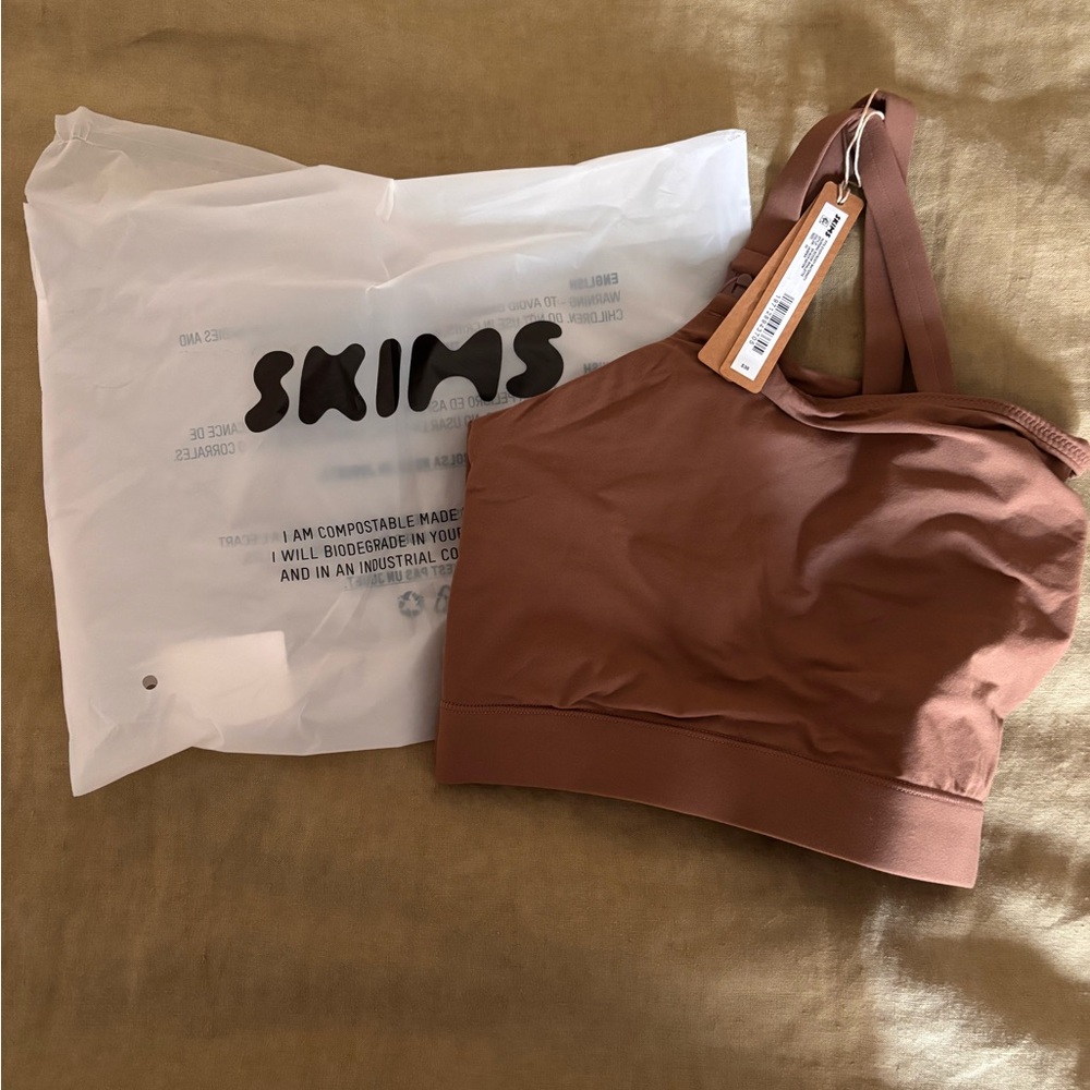 SKIMS Ribbed Stretch Bralette in Cocoa Brown